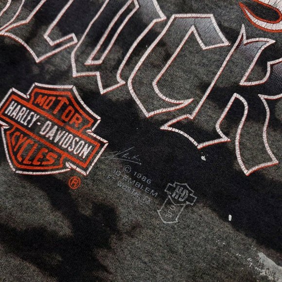 Harley Davidson 1986 (L) 3D Emblem Good Guys Wear Black Vintage 80s HD Grey - Picture 3 of 5